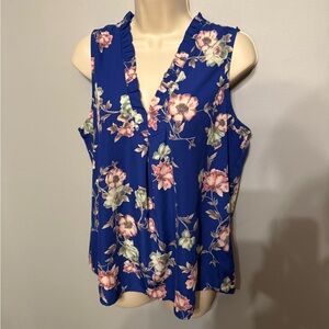 Skies Are Blue Floral Sleeveless Blouse Relaxed Fit size Large